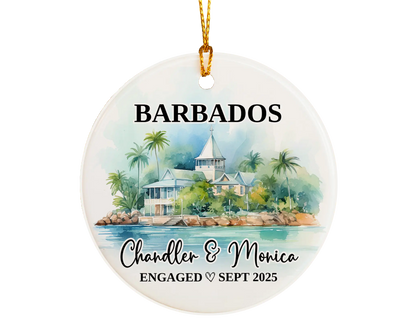 Barbados Engagement Ornament Custom Gift Souvenir Bauble Present