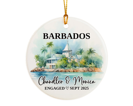 Barbados Engagement Ornament Custom Gift Souvenir Bauble Present