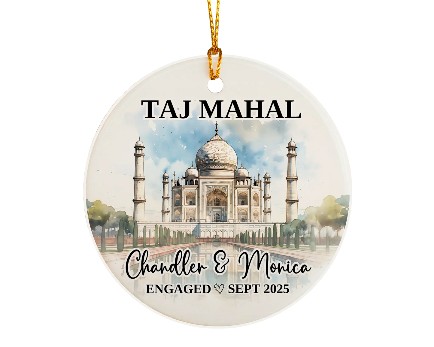 Taj Mahal Engagement Ornament Custom Gift Souvenir Bauble Present