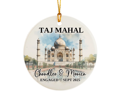 Taj Mahal Engagement Ornament Custom Gift Souvenir Bauble Present