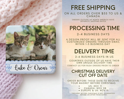 Cat Magnet Custom Personalized Gift Souvenir Present. Free shipping