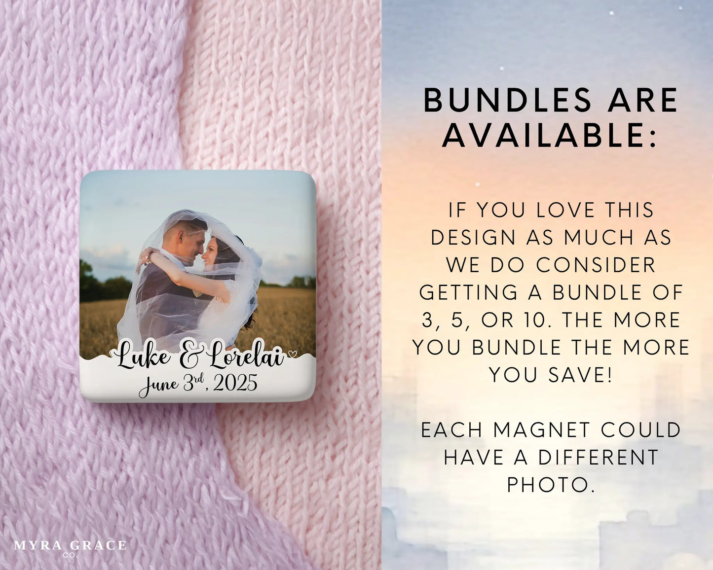 Custom Wedding Photo Magnet, Newlywed