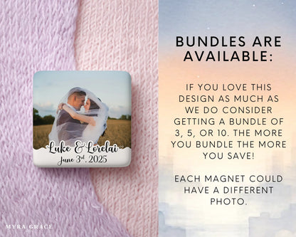 Custom Wedding Photo Magnet, Newlywed