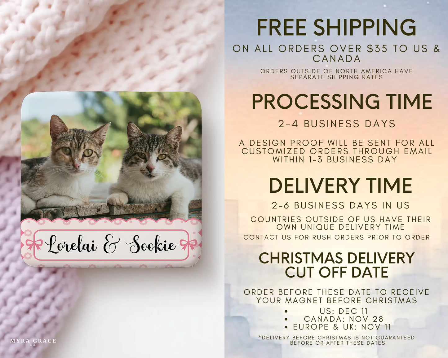 Cat Magnet Custom Personalized Gift Souvenir Present. Free shipping
