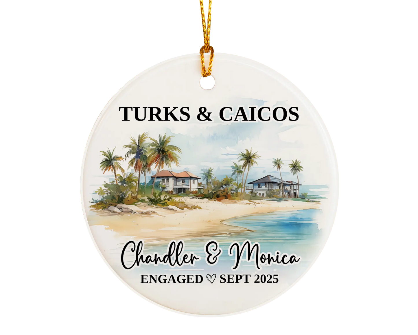Turks and Caicos Engagement Ornament Custom Gift Souvenir Bauble Present