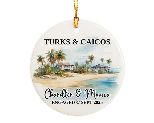 Turks and Caicos Engagement Ornament Custom Gift Souvenir Bauble Present