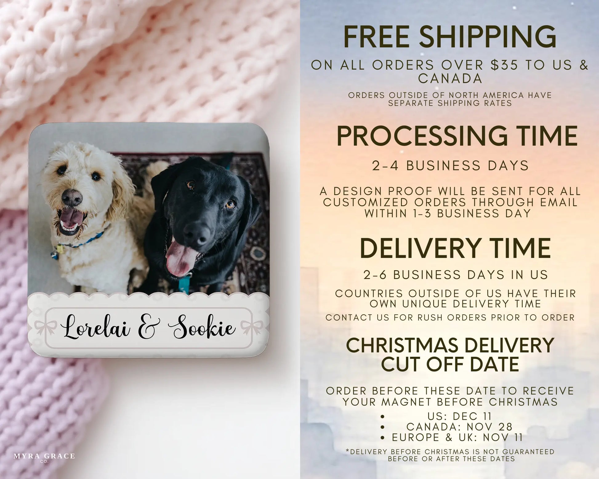 Dog Magnet Custom Personalized Gift Souvenir Present. Free shipping