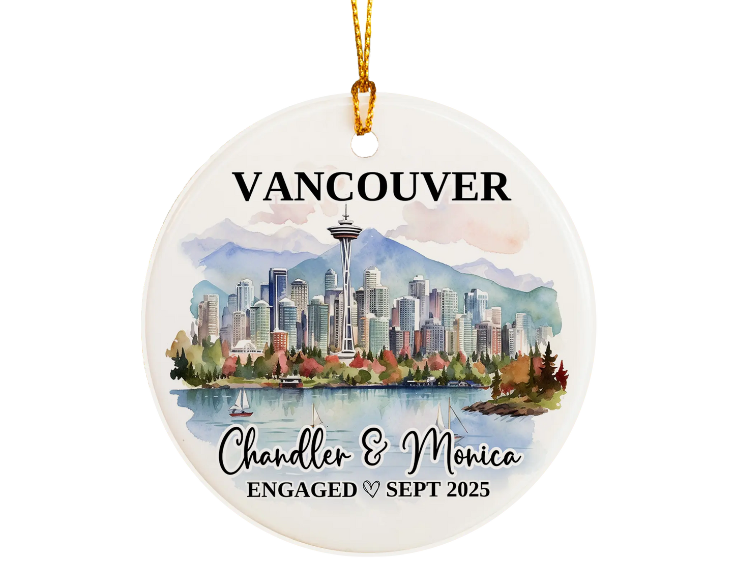 Vancouver Engagement Ornament Custom Gift Souvenir Bauble Present