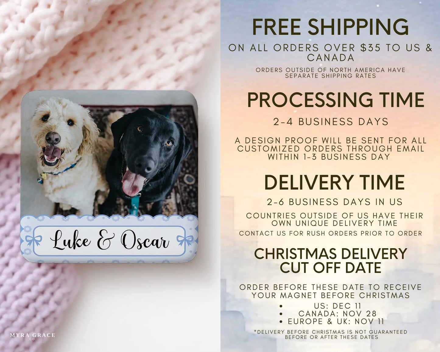 Dog Magnet Custom Personalized Gift Souvenir Present. Free shipping