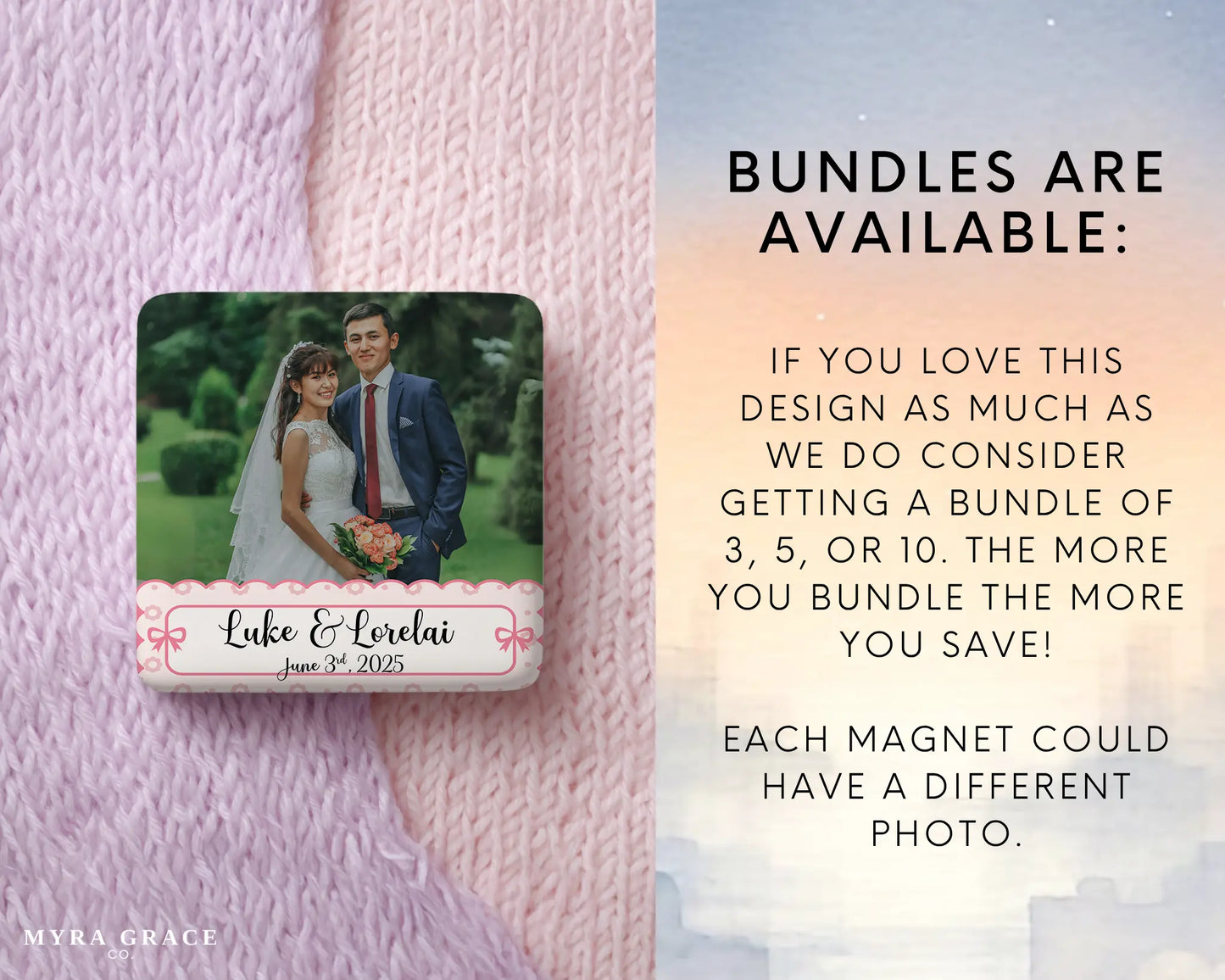 Wedding Magnet Custom Personalized Gift Souvenir Present. Bundles are available