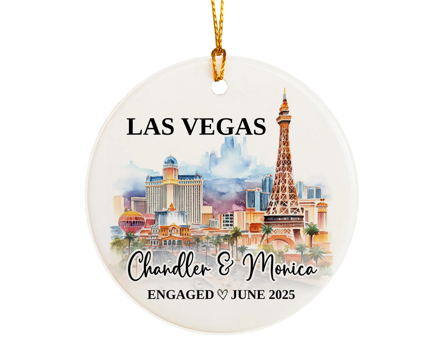 Las Vegas Engagement Ornament Custom Gift Souvenir Bauble Present