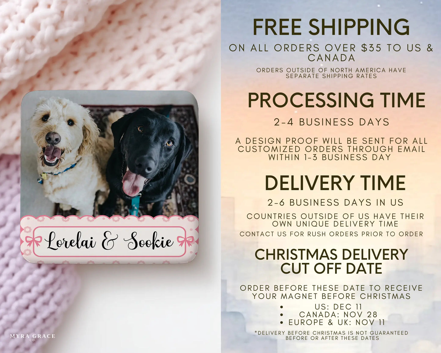 Dog Magnet Custom Personalized Gift Souvenir Present. Free shipping