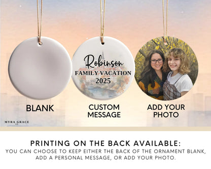 Custom Cesky Krumlov Czech Republic ceramic photo ornament with personalized message – handmade Christmas bauble, gift souvenir, or vacation keepsake.  Add photo