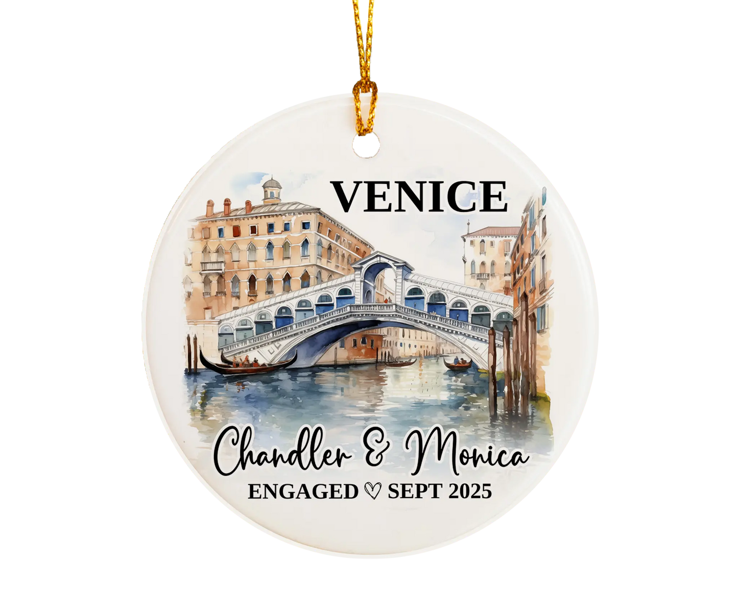 Venice Engagement Ornament Custom Gift Souvenir Bauble Present
