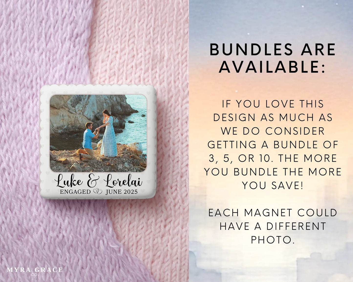 Engagement Magnet Custom Personalized Gift Souvenir Present. Bundles are available