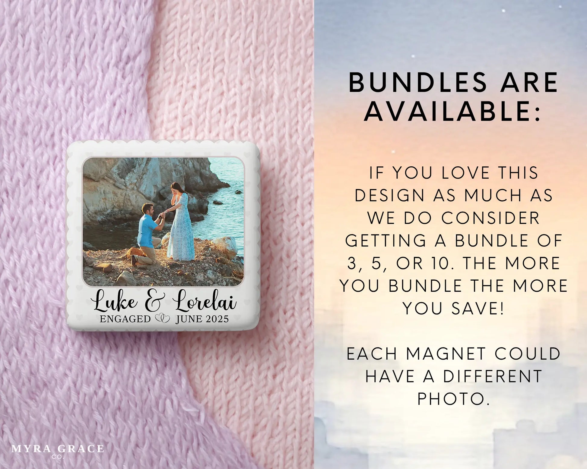 Engagement Magnet Custom Personalized Gift Souvenir Present. Bundles are available