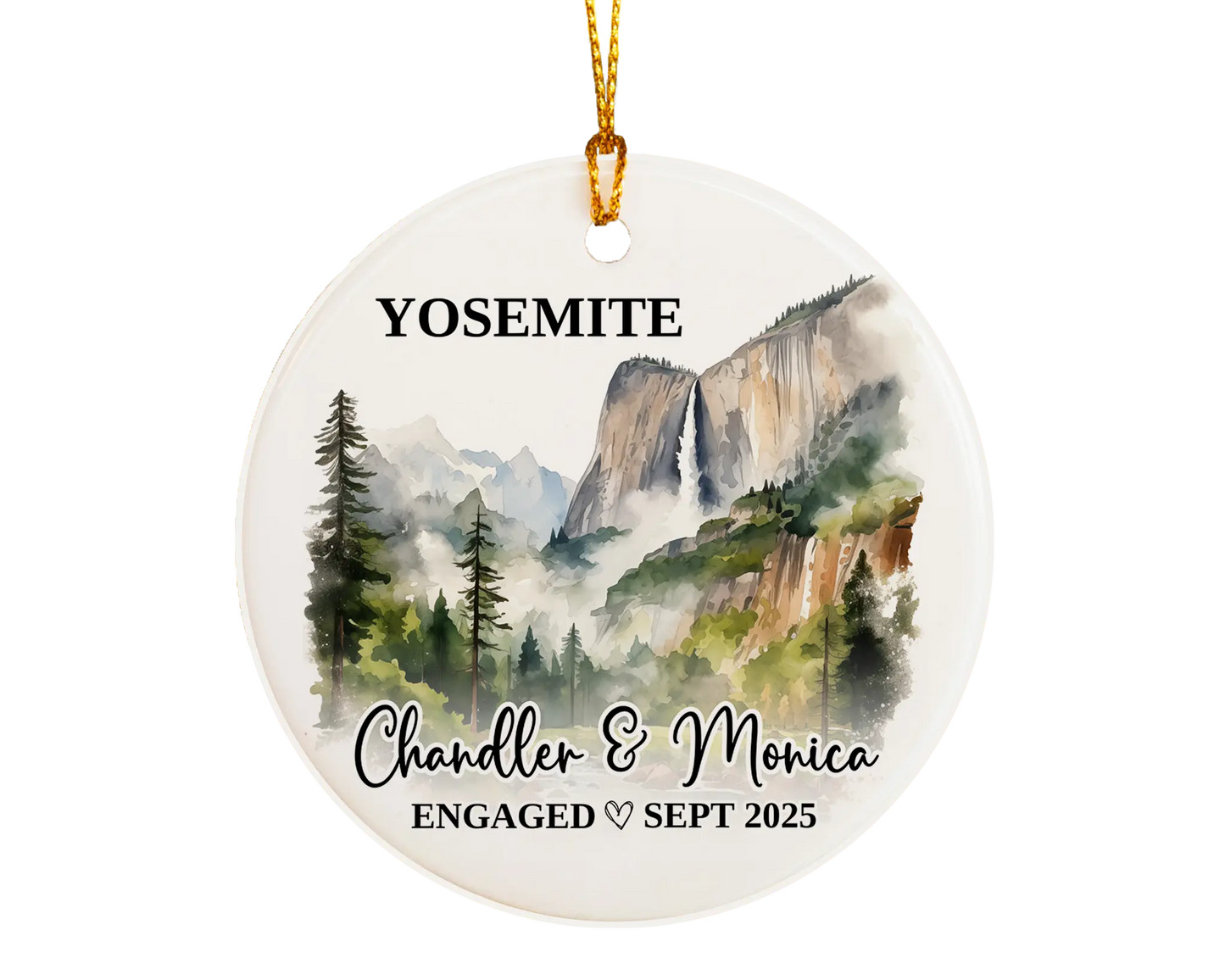 Yosemite Engagement Ornament Custom Gift Souvenir Bauble Present