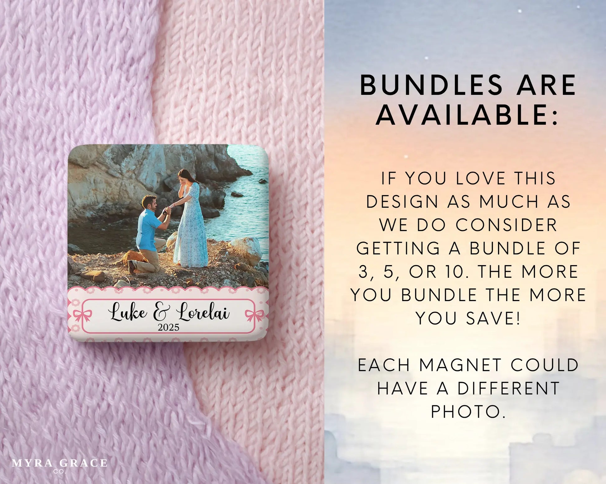 Engagement Magnet Custom Personalized Gift Souvenir Present. Bundles are available