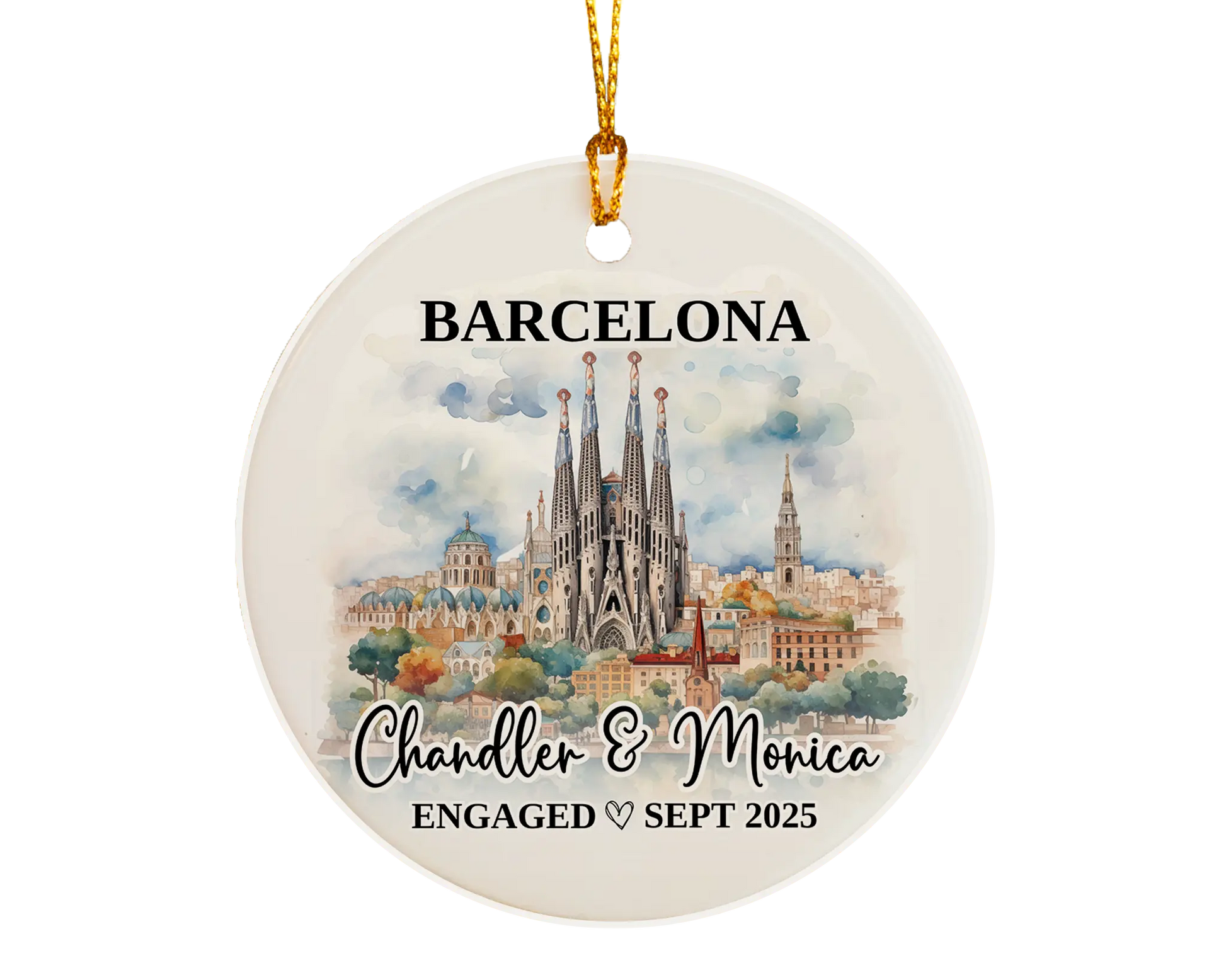 Barcelona Engagement Ornament Custom Gift Souvenir Bauble Present