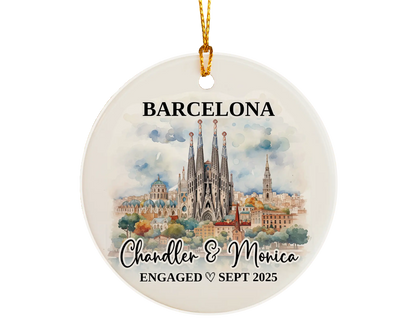 Barcelona Engagement Ornament Custom Gift Souvenir Bauble Present