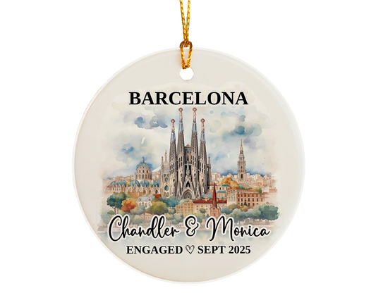 Barcelona Engagement Ornament Custom Gift Souvenir Bauble Present